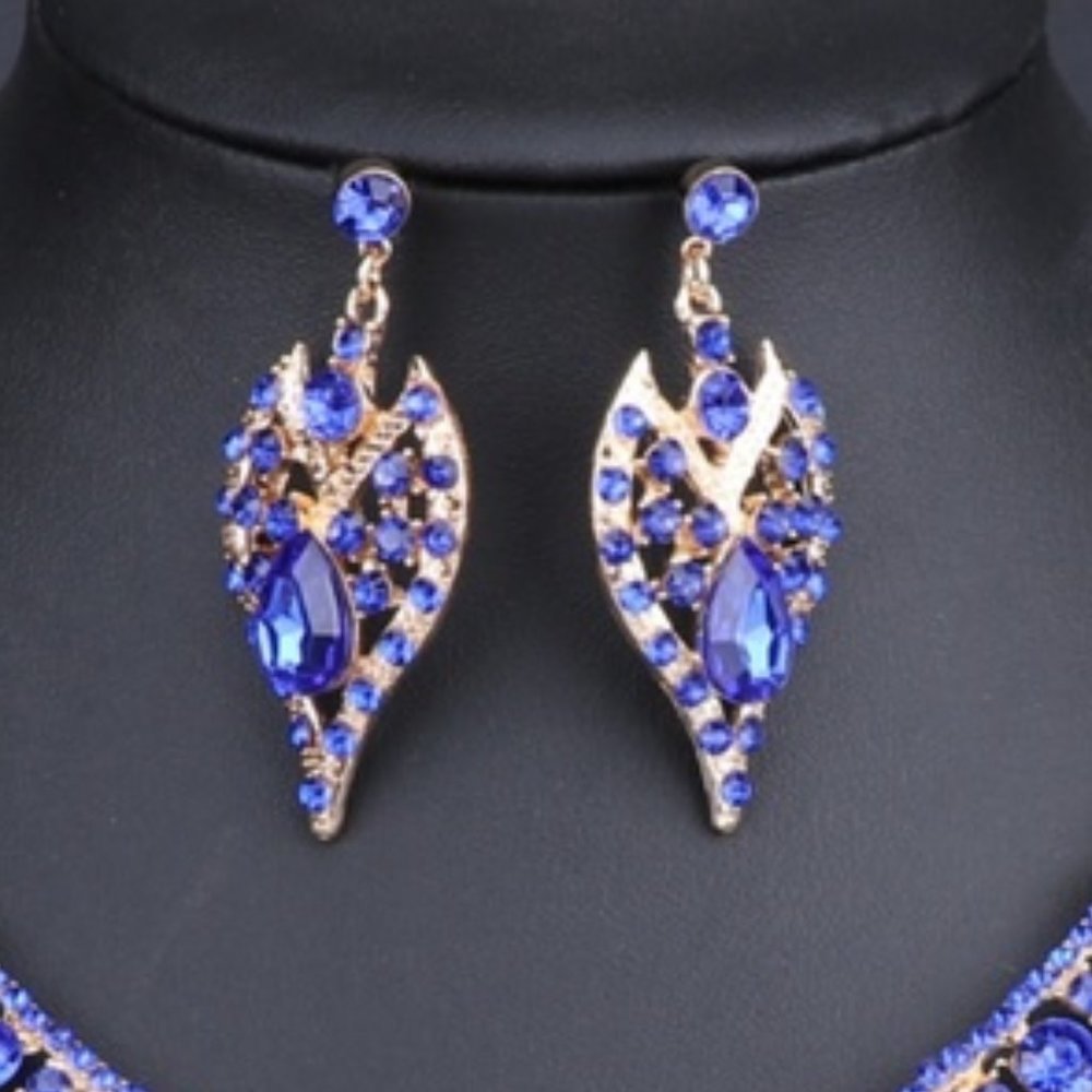 NS28 | Blue Evening Glam Jewelry Prom Wedding Set - Picture 3 of 3